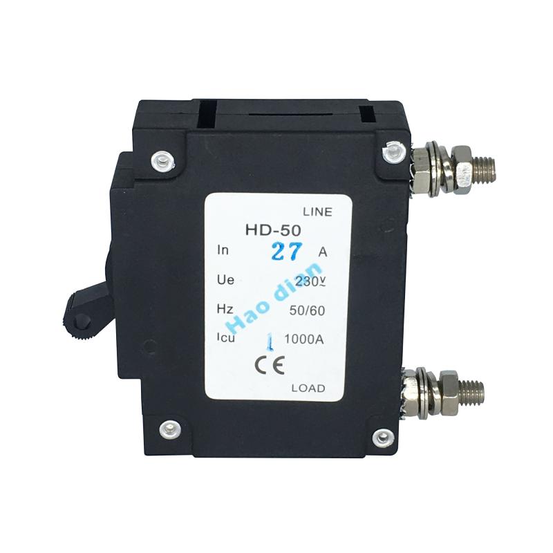 好電塑殼斷路器液壓式電磁斷路器HD-50/1P 27A過(guò)載設(shè)備保護(hù)斷路器
