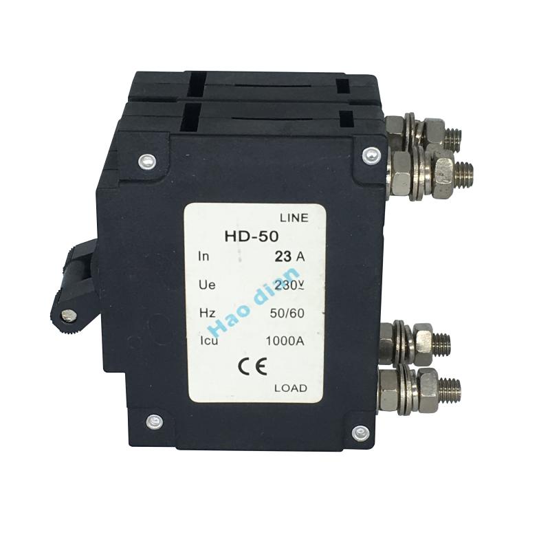 塑殼斷路器好電液壓式電磁斷路器HD-50/2P 23A過載設(shè)備保護(hù)斷路器