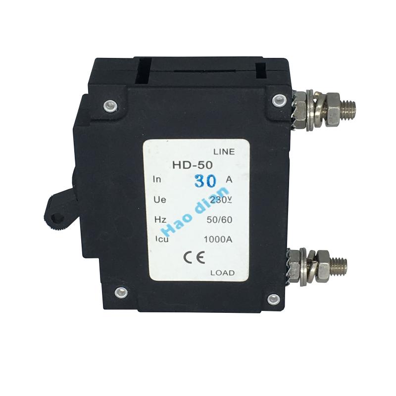 電流保護(hù)開(kāi)關(guān)液壓式電磁斷路器HD-50/1P 30A過(guò)載設(shè)備保護(hù)斷路器