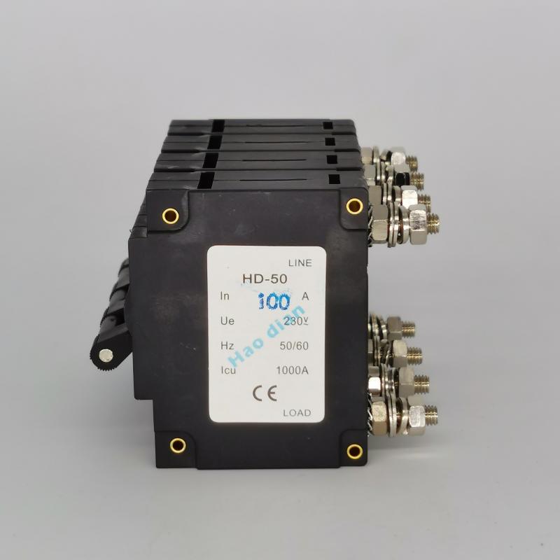 好電直銷塑殼斷路器液壓電磁式HD-50 4P 100A過載設備保護斷路器